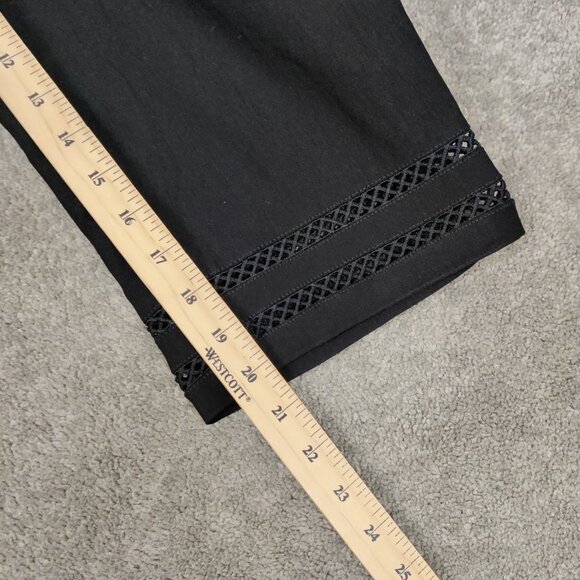 Classic Editions Women's 2 Pcs Cropped Pants Size S Black White Rayon Cutwork - Picture 14 of 16